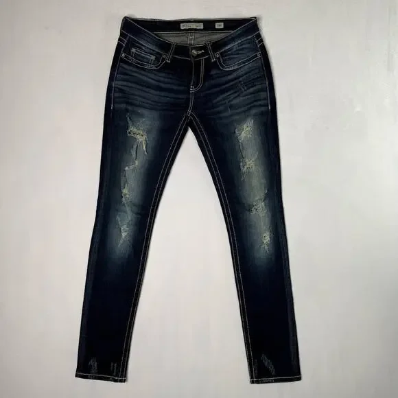 Buckle BKE Sabrina Distressed Stretch Medium Wash Jeans Size 28R   Style# ABK253 - Picture 4 of 15